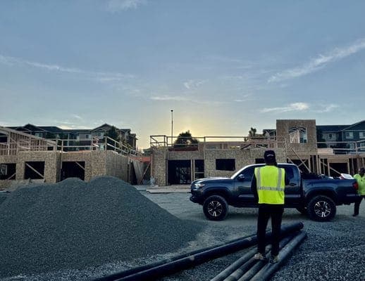 SNV team on site at sunset